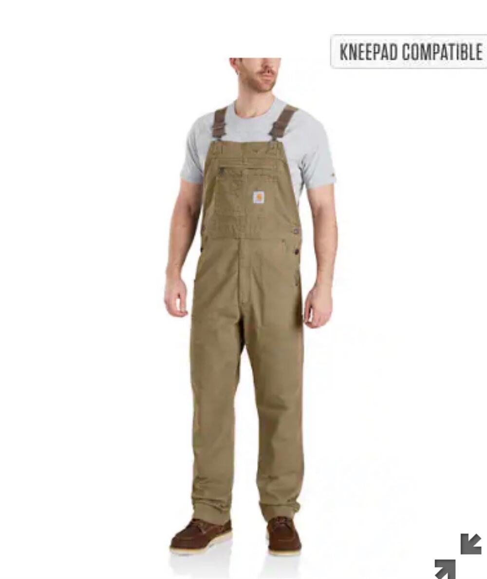 Carhartt Rugged Flex Rigby Bib Overalls Dark Khaki 30x30 Double Knee Workwear